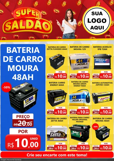 Modelo de Encarte para Encarte A4 Vertical com o tema Super Saldão para Baterias Elétricas
