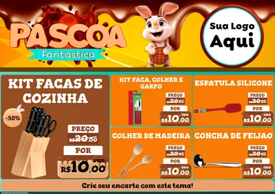 Modelo de Encarte para Encarte A4 Horizontal com o tema Páscoa Fantástica para Utilidades Domésticas