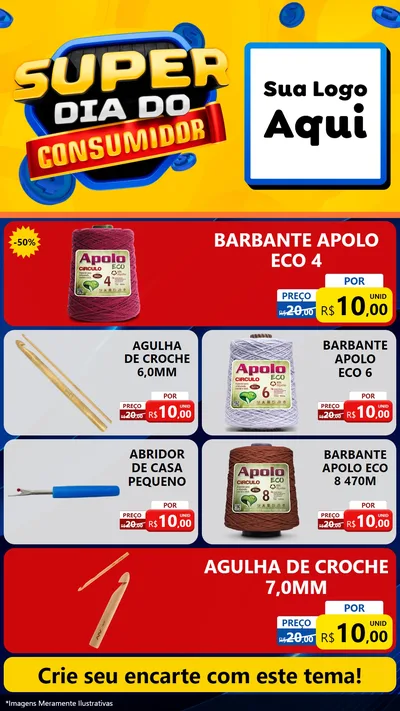 Modelo de TV para TV Vertical com o tema Super Dia do Consumidor para Armarinho e Aviamentos