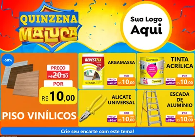 Modelo de Encarte para Encarte A4 Horizontal com o tema Quinzena Maluca para Material para Construção