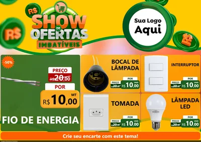 Modelo de Encarte para Encarte A4 Horizontal com o tema Show de Ofertas Imbatíveis para Materiais Elétricos