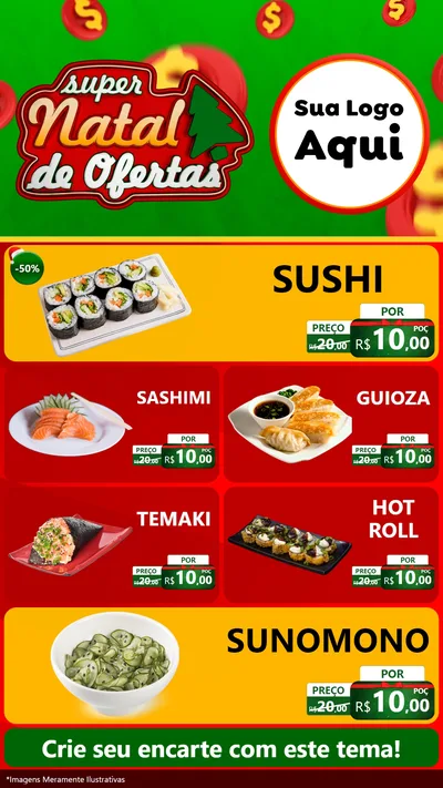 Modelo de TV para TV Vertical com o tema Super Natal de Ofertas para Comida japonesa