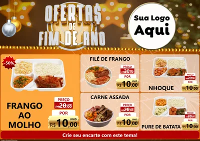Modelo de Encarte para Encarte A4 Horizontal com o tema Ofertas de Fim de Ano para Restaurante