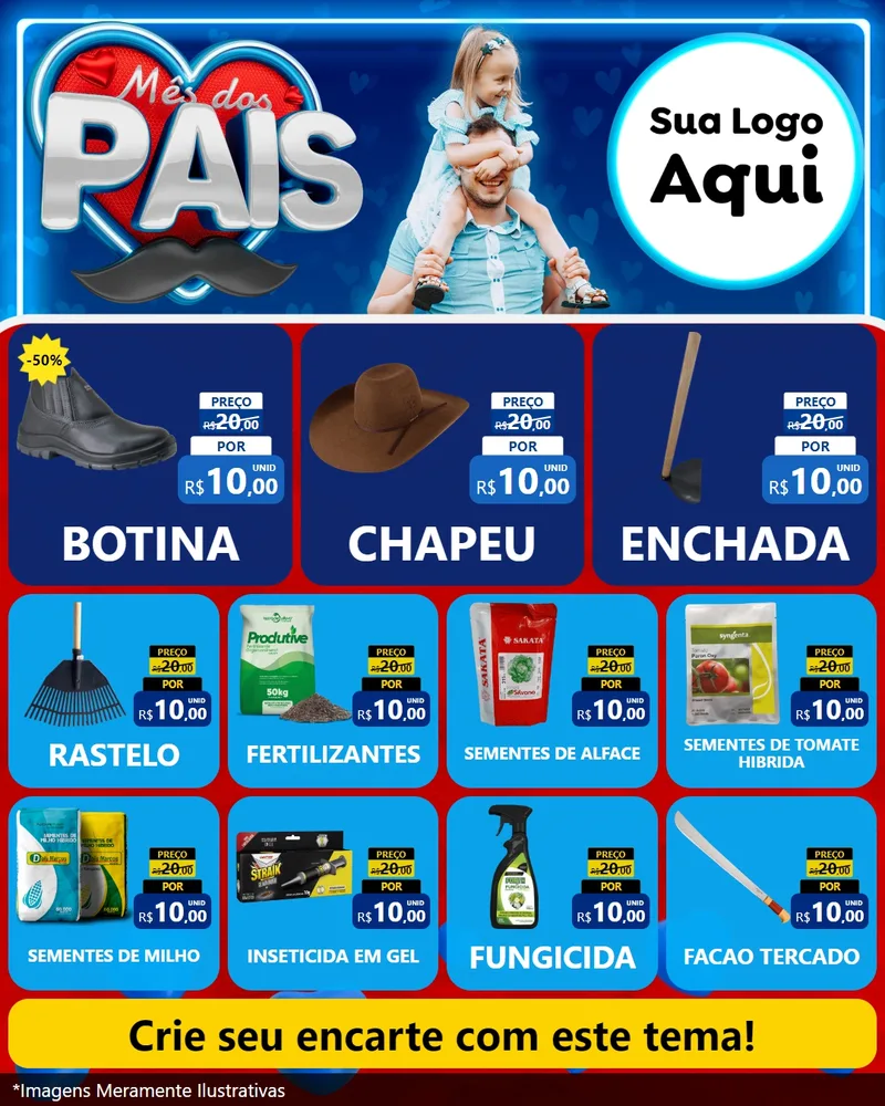 Modelo de Rede Social para Feed Instagram com o tema Mês Dos Pais para Agropecuária