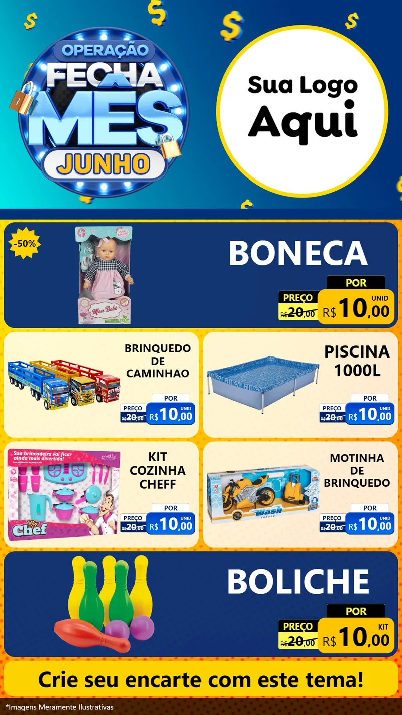 Modelo de TV para TV Vertical com o tema Operação Fecha Mês, Junho para Brinquedos