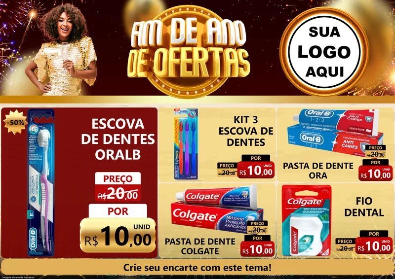 Modelo de Encarte para Encarte A4 Horizontal com o tema Fim de Ano de Ofertas para Higiene Pessoal