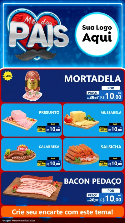 Modelo de TV para TV Vertical com o tema Mês Dos Pais para Frios e Laticínios