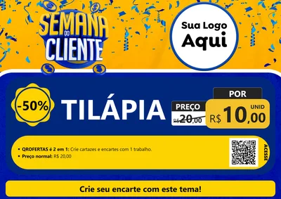Modelo de Cartaz para Cartaz A4 Horizontal com o tema Semana do Cliente para Peixaria