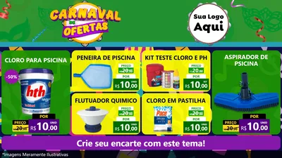 Modelo de TV para TV Horizontal com o tema Carnaval de Ofertas para Produtos para Piscina