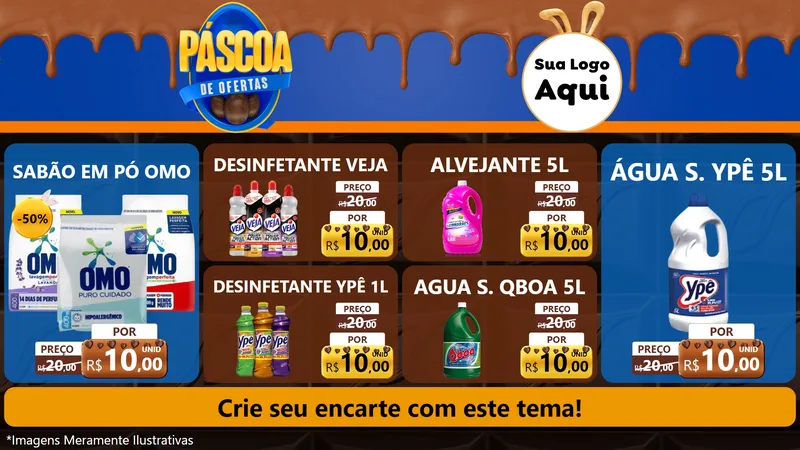 Modelo de TV para TV Horizontal com o tema Páscoa de Ofertas para Produtos de Limpeza
