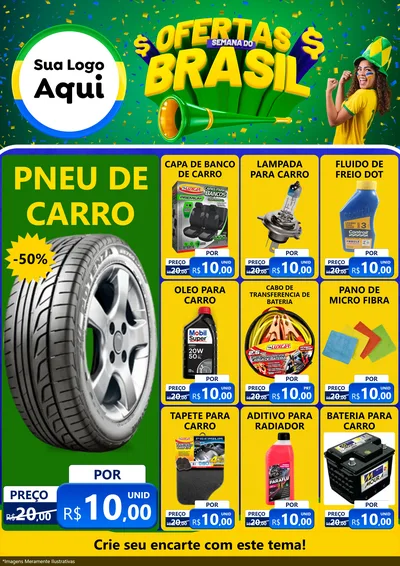 Modelo de Encarte para Encarte A4 Vertical com o tema Ofertas Semana do Brasil para Auto peças