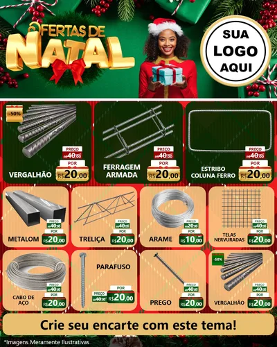 Modelo de Rede Social para Feed Instagram com o tema Ofertas de Natal para Ferragens