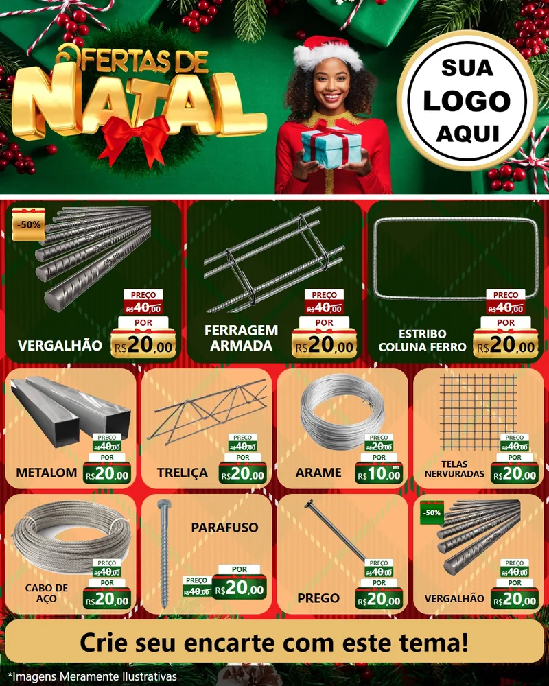 Modelo de Rede Social para Feed Instagram com o tema Ofertas de Natal para Ferragens