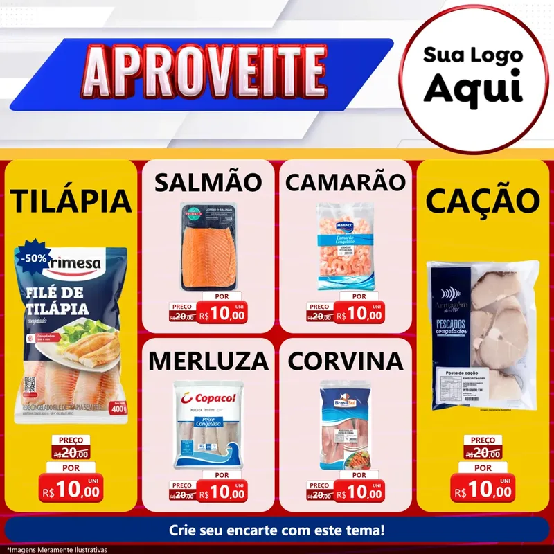 Modelo de Rede Social para Feed Facebook com o tema Aproveite para Peixaria