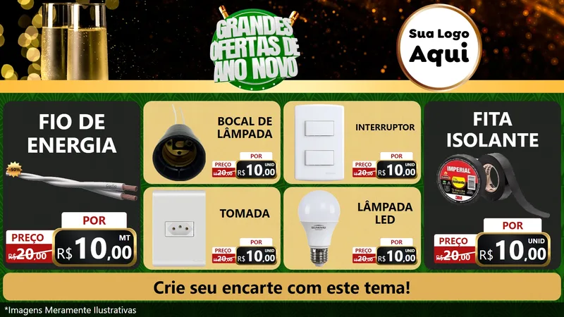 Modelo de TV para TV Horizontal com o tema Grandes Ofertas de Ano Novo para Materiais Elétricos