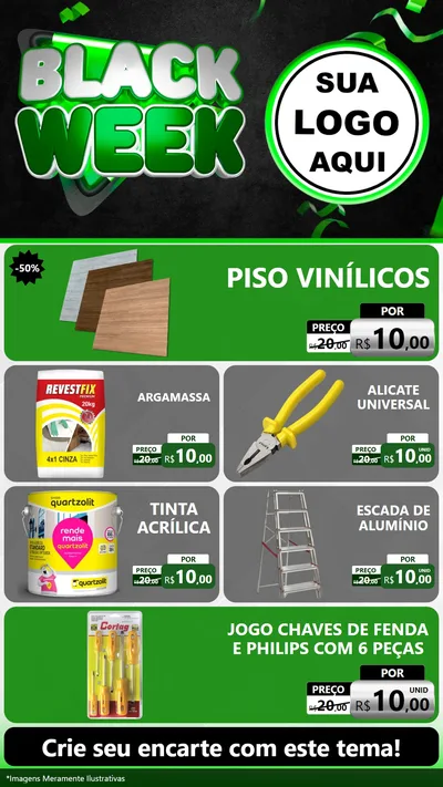Modelo de TV para TV Vertical com o tema Black Week para Material para Construção