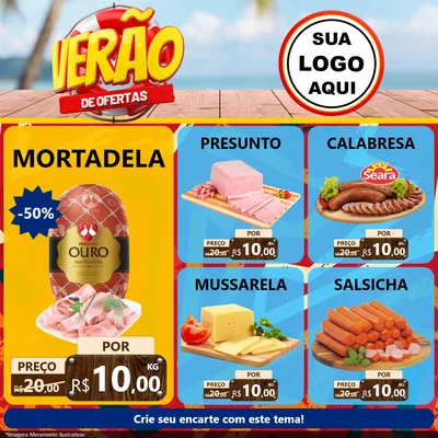 Modelo de Rede Social para Feed Facebook com o tema Verão de Ofertas para Frios e Laticínios