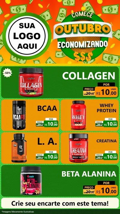 Modelo de TV para TV Vertical com o tema Comece Outubro Economizando para Suplementos alimentares