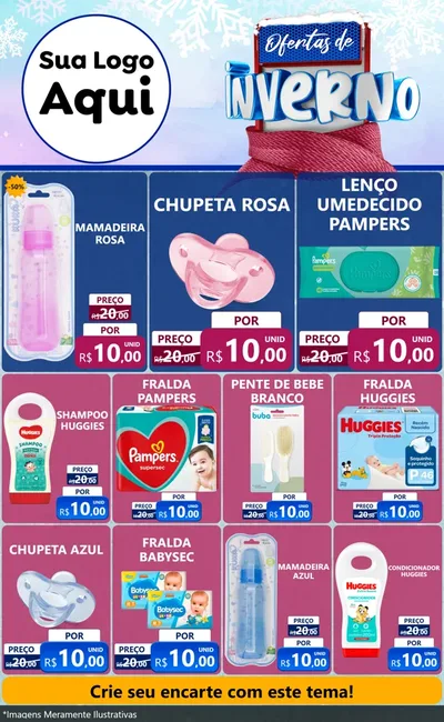 Modelo de Encarte para Encarte Grande com o tema Ofertas de Inverno para Bebês