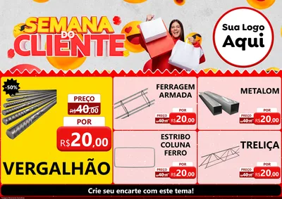 Modelo de Encarte para Encarte A4 Horizontal com o tema Semana do Cliente para Ferragens