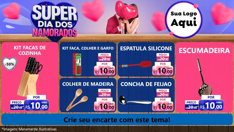 Modelo de TV para TV Horizontal com o tema Super Dia dos Namorados para Utilidades Domésticas