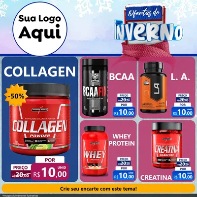 Modelo de Rede Social para Feed Facebook com o tema Ofertas de Inverno para Suplementos alimentares