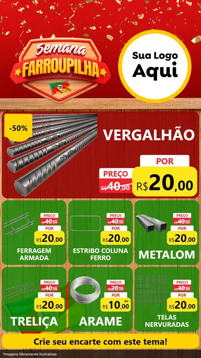 Modelo de Rede Social para Stories com o tema Semana Farroupilha para Ferragens