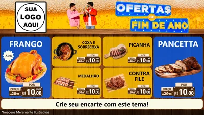 Modelo de TV para TV Horizontal com o tema Ofertas de Fim de Ano para Assados