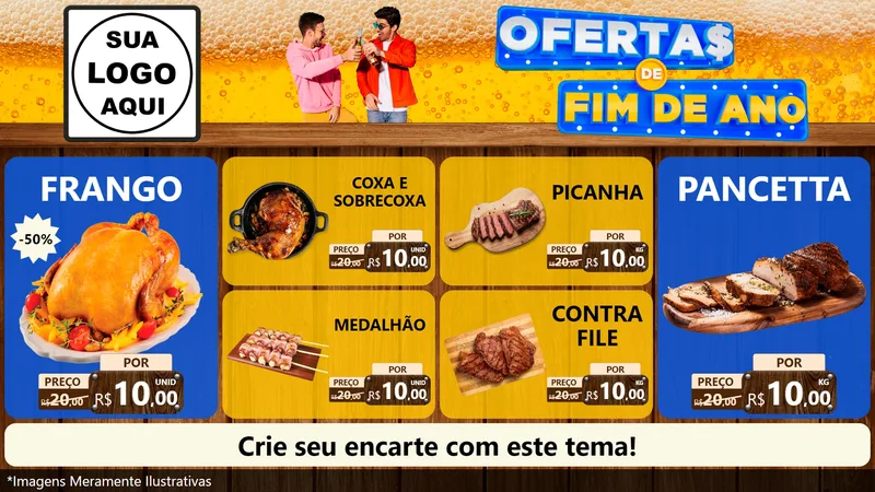 Modelo de TV para TV Horizontal com o tema Ofertas de Fim de Ano para Assados