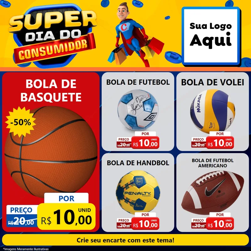 Modelo de Rede Social para Feed Facebook com o tema Super Dia do Consumidor para Artigos Esportivos