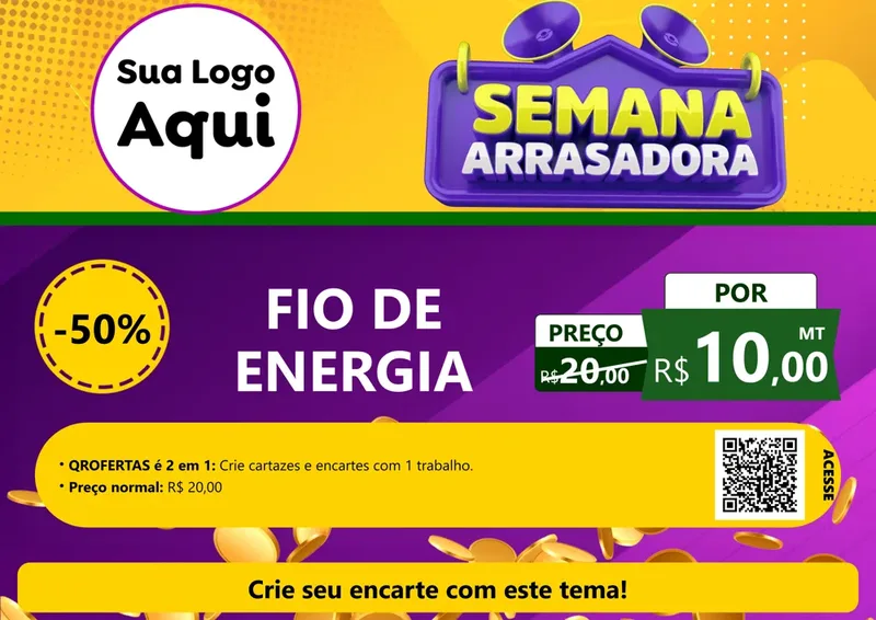 Modelo de Cartaz para Cartaz A4 Horizontal com o tema Semana Arrasadora para Materiais Elétricos