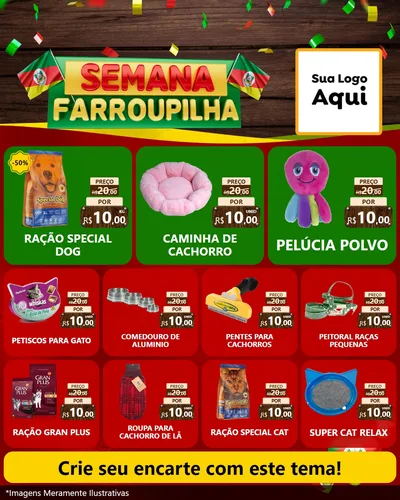 Modelo de Rede Social para Feed Instagram com o tema Semana Farroupilha para Pet Shop