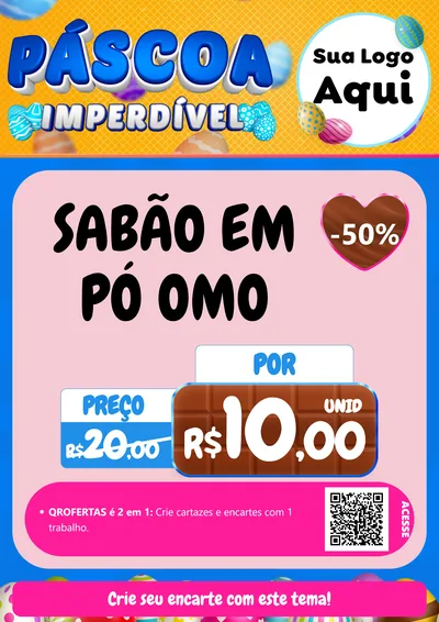 Modelo de Cartaz para Cartaz A4 Vertical com o tema Páscoa Imperdível para Produtos de Limpeza