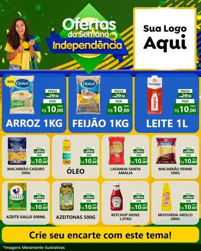 Modelo de Rede Social para Feed Instagram com o tema Ofertas da Semana da Independência para Supermercado