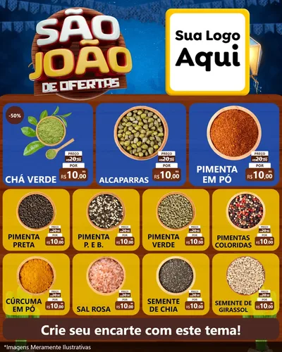 Modelo de Rede Social para Feed Instagram com o tema São João Ofertas Imbatíveis! - Junina para Produtos Naturais