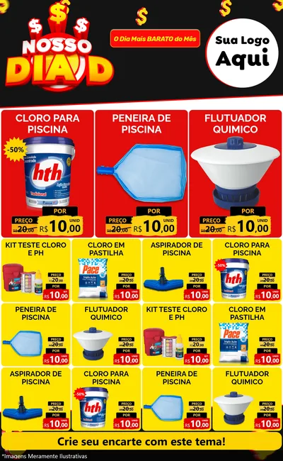 Modelo de Encarte para Encarte Grande com o tema Nosso Dia D para Produtos para Piscina