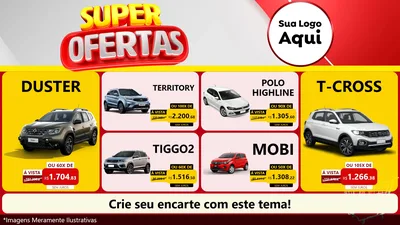 Modelo de TV para TV Horizontal com o tema Super Ofertas para Concessionaria de Carros