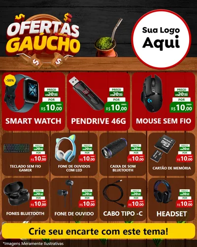 Modelo de Rede Social para Feed Instagram com o tema Ofertas Dia do Gaúcho para Informática