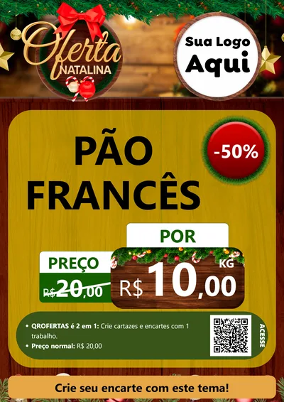 Modelo de Cartaz para Cartaz A4 Vertical com o tema Ofertas Natalina para Padaria