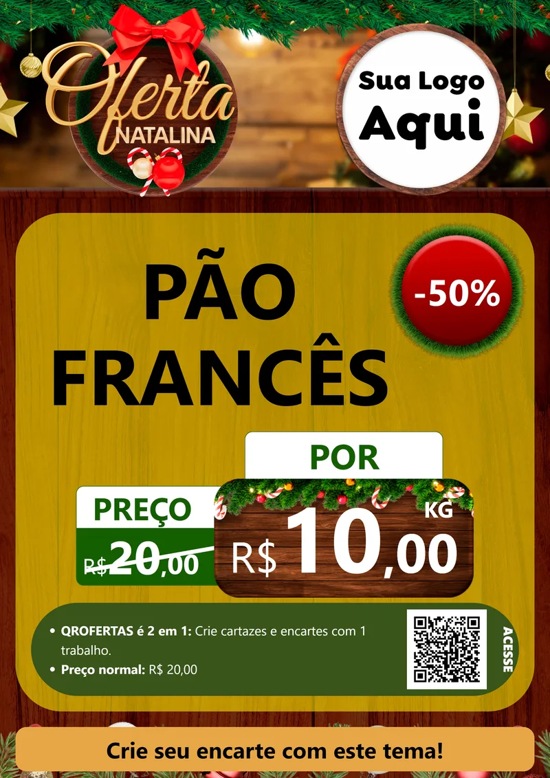 Modelo de Cartaz para Cartaz A4 Vertical com o tema Ofertas Natalina para Padaria