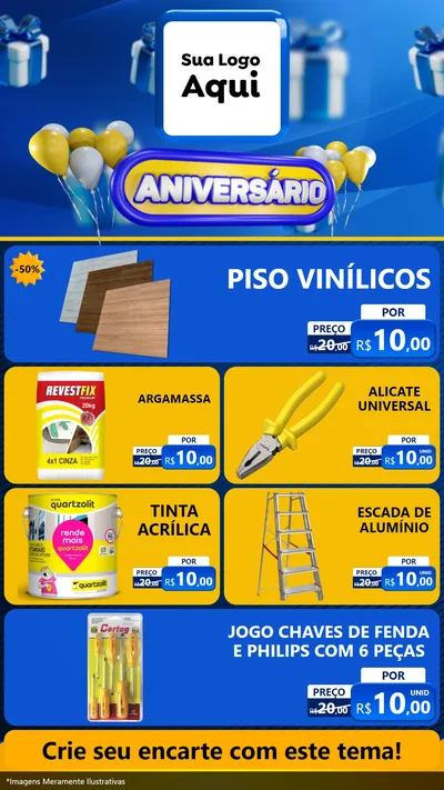 Modelo de TV para TV Vertical com o tema Aniversário para Material para Construção