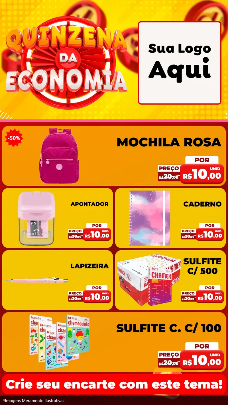 Modelo de TV para TV Vertical com o tema Quinzena Da Economia para Papelaria