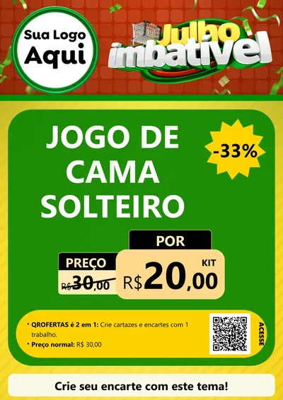 Modelo de Cartaz para Cartaz A4 Vertical com o tema Julho Imbatível para Cama, Mesa e Banho