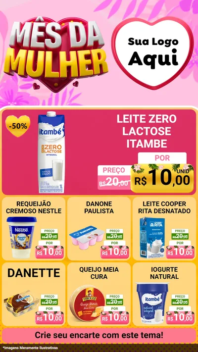 Modelo de Rede Social para Stories com o tema Mês da Mulher para Frios e Laticínios