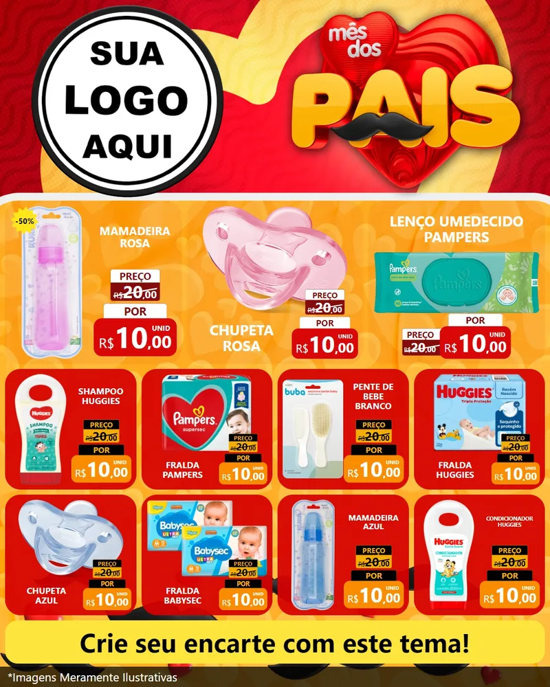 Modelo de Rede Social para Feed Instagram com o tema Mês Dos Pais para Bebês