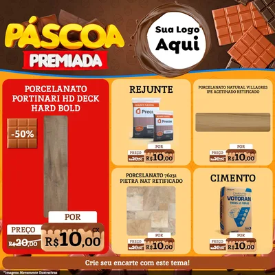 Modelo de Rede Social para Feed Facebook com o tema Páscoa Premiada para Pisos e revestimentos