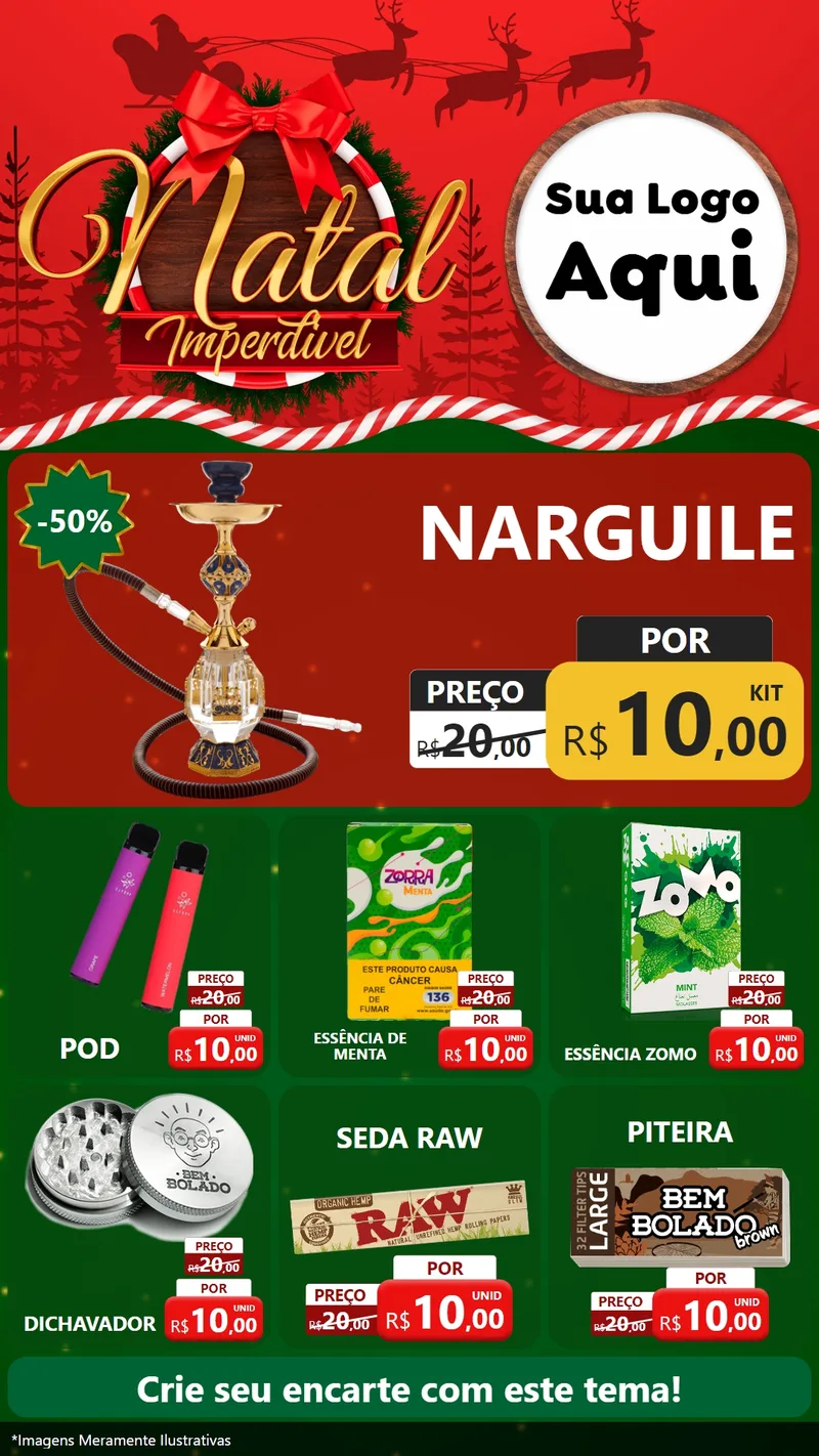 Modelo de Rede Social para Stories com o tema Natal Imperdível para Tabacaria