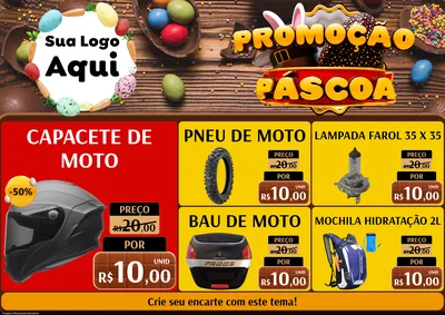 Modelo de Encarte para Encarte A4 Horizontal com o tema Promoção Páscoa para Moto peças