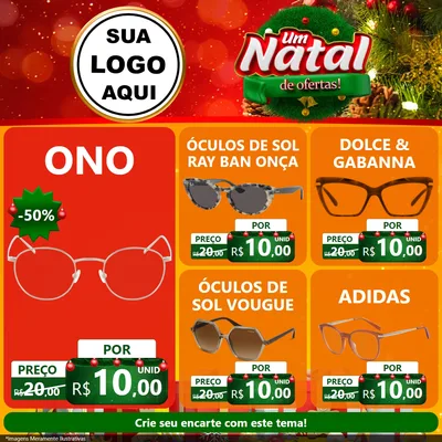 Modelo de Rede Social para Feed Facebook com o tema Um Natal de Ofertas para Óticas