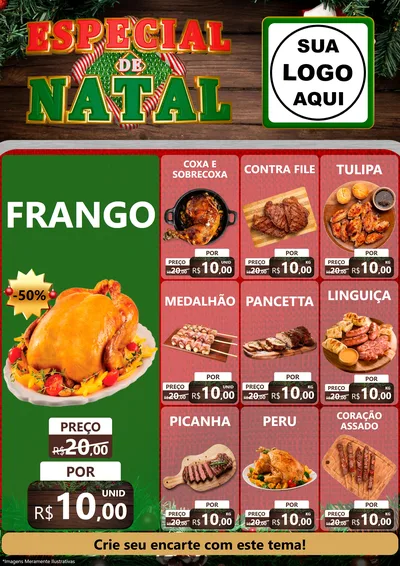Modelo de Encarte para Encarte A4 Vertical com o tema Especial de Natal para Assados